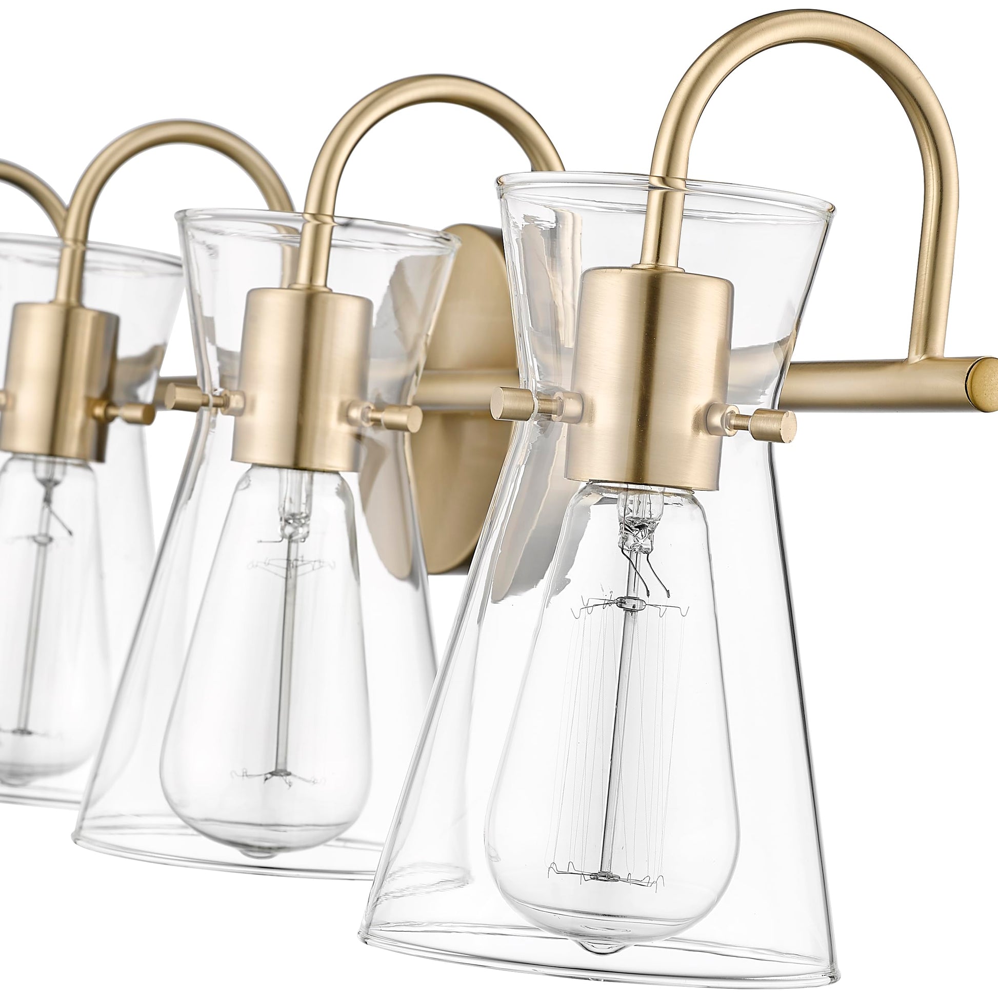 ML Lighting | Camellia Collection | 21004-MG | 4 Light Vanity in Modern Gold Finish with Clear Glass Shade | Versatile Design That adds High-End Texture and Elegance to Your Bathroom