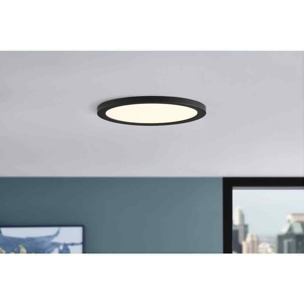 (2-PACK) Commercial Electric 15 in. Black Ultra-Low Profile LED Flush Mount 5CCT
