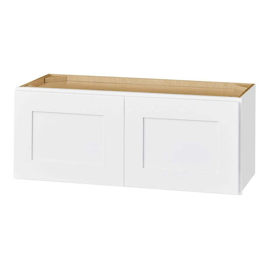 33" W X 24" D X 12" H Plywood Shaker Wall Bridge Kitchen Cabinet in Alpine White