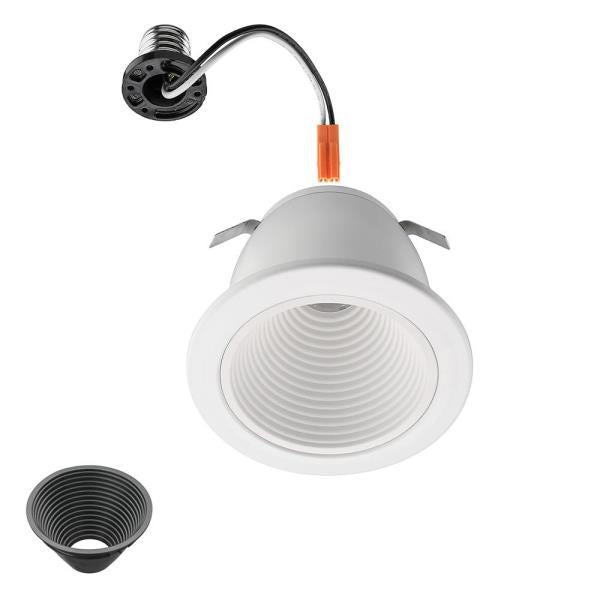 4 in. Low Glare Deep Baffle Adjustable CCT Integrated LED Recessed Light Trim 625 Lumens Wet Rated Dimmable