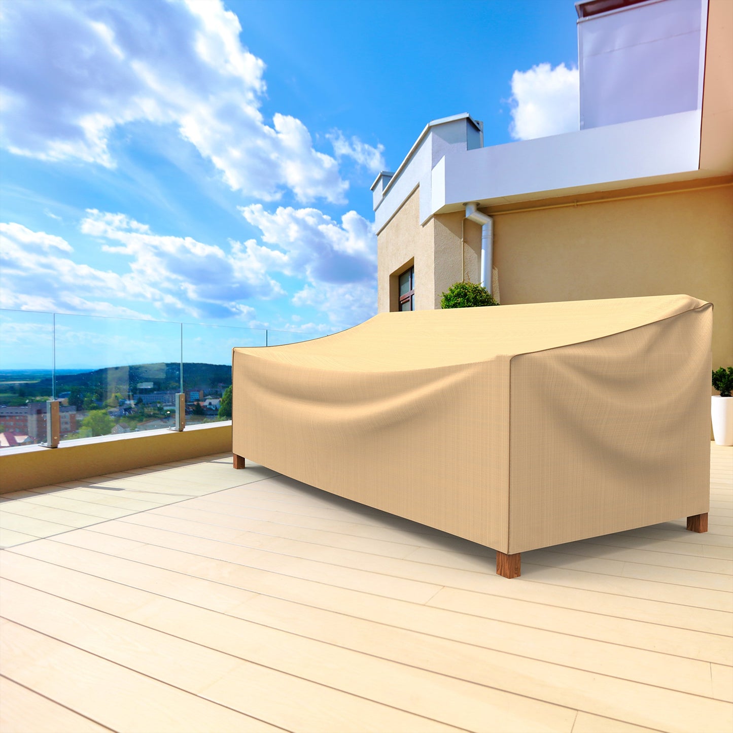 Budge Sedona Patio Sofa Cover, Tan, Extra Extra Large