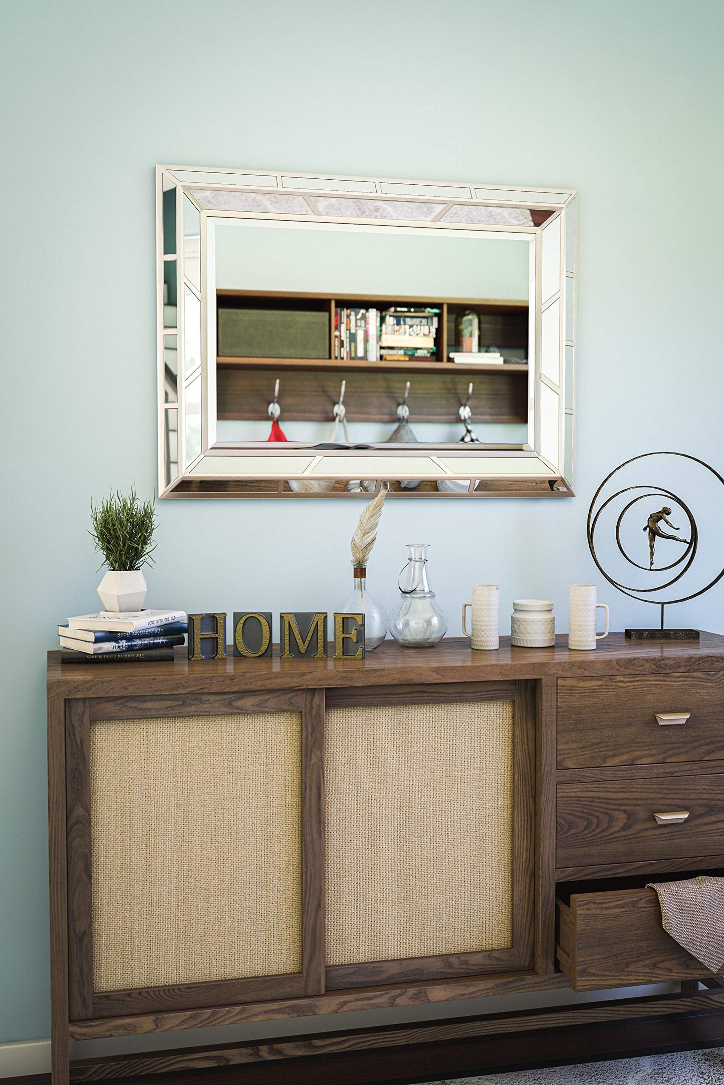 Medium Rectangle Bright Champagne Beveled Glass Contemporary Mirror (38 in. H x 28 in. W)