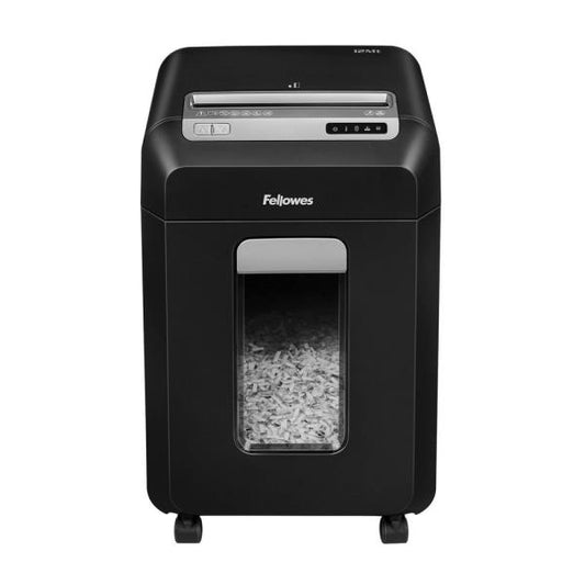 Powershred 12 Sheet Micro-Cut Paper Shredder - Fellowes: SafeSense, Quiet, Jam-Resistant, Black, 1-Year Warranty
