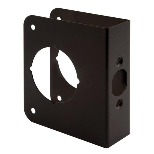 Prime-Line U 10744 Brass Lock and Door Reinforcement Plate for 1-3/8 In. Thick Doors, Bronze Finish (Single Pack)