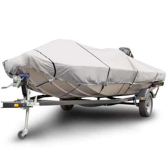 Budge 1200 Denier Boat Cover fits Center Console Flat Front/Skiff/Deck Boats B-1241-X8 (24' to 26' Long, Gray)