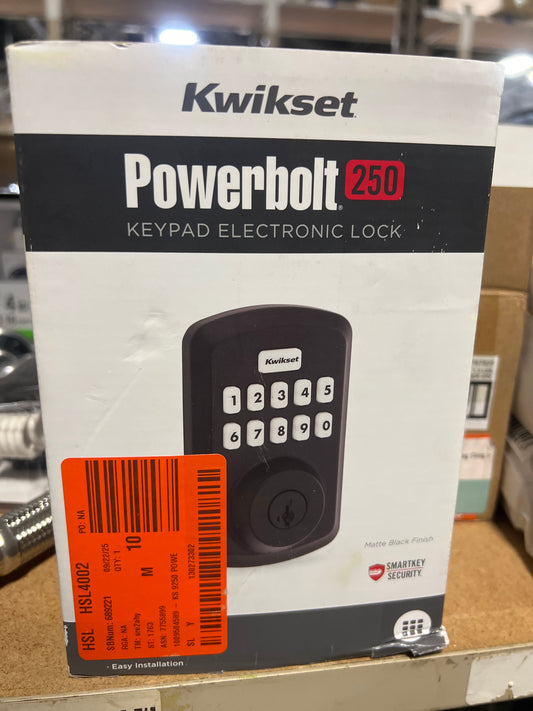 Kwikset 9250TRS-514S Transitional Powerbolt 2 Electronic SmartCode Deadbolt SmartKey with RCAL Latch and RCS Strike Matte Black Finish