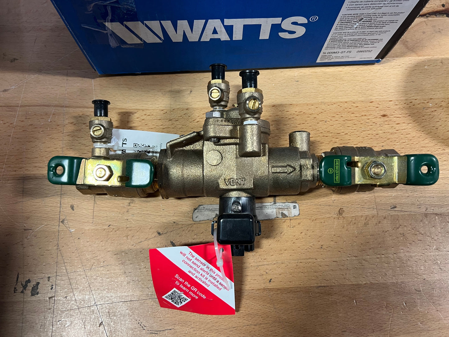 MISSING PARTS 3/4 in Bronze Reduced Pressure Zone Backflow Preventer Assembly, Quarter Turn Shutoff Valves, Tee Handles, Flood Sensor