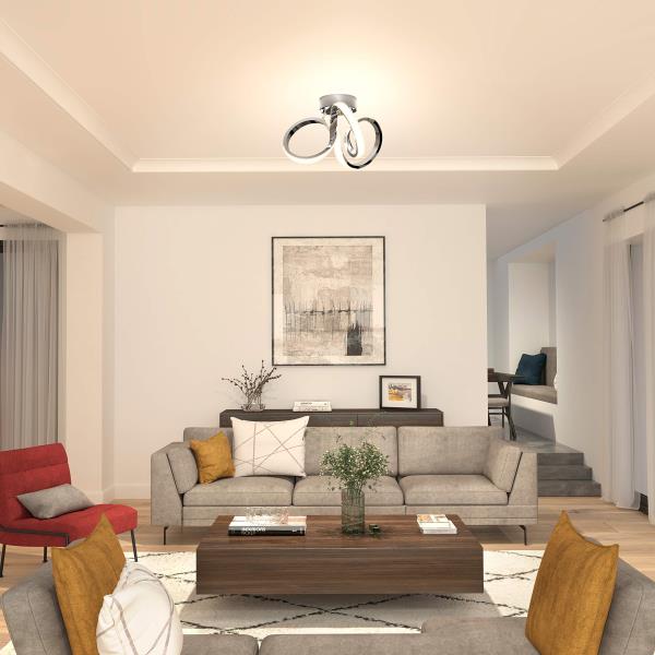 Artika Swirl Flush Mount Light Fixture, Chrome