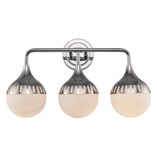 3-Light Chrome Bathroom Vanity Light Fixture with Opal Glass Shades