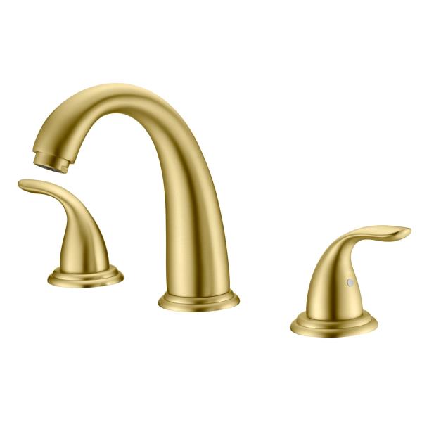 3-Hole Roman Tub Faucet Brushed Gold with Brass Rough in Valve, High Flow