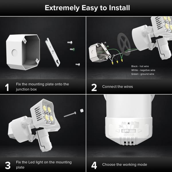 SANSI 36W 3600LM Motion Sensor Outdoor Lights, 50,000 Hrs Lifespan LED Flood Light Outdoor Motion Sensor, 350W Equiv 5000K Dusk to Dawn IP65, Super Bright for Yard Garage, White, Wired