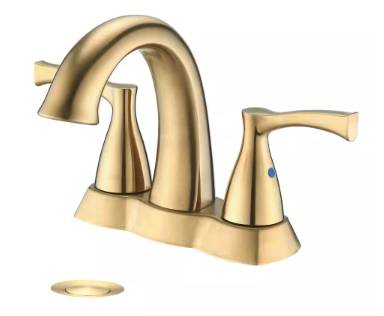4 in. Centerset 2-Handle Bathroom Faucet with Spot Defense and Drain Assembly in Brushed Gold