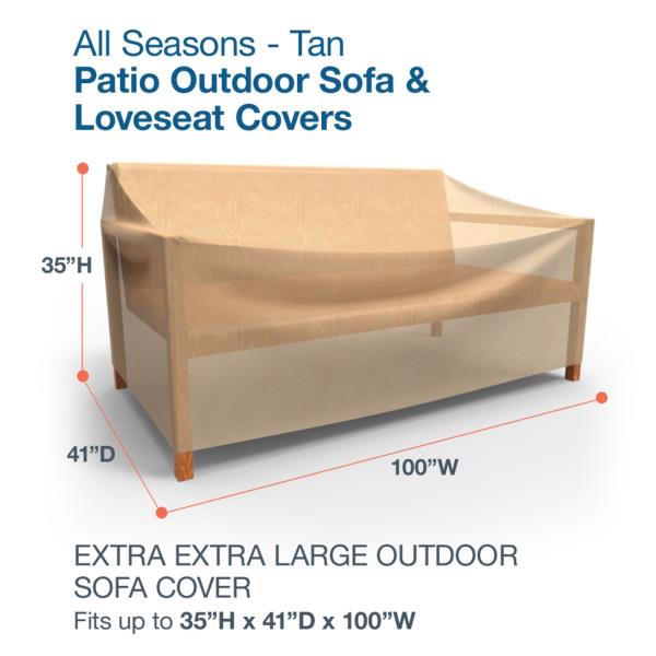 Budge All-Seasons Outdoor Patio Sofa Cover, Extra Extra Large (Tan) (P3A02SF1)