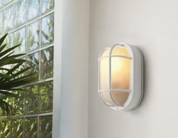 8 in. White Outdoor Bulkhead Wall Light