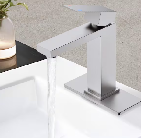 Single Handle Single Hole Mic Arc Bathroom Faucet, Brushed Nickel