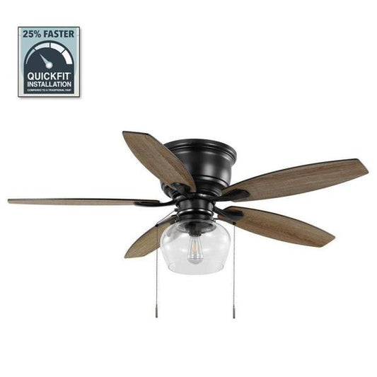 Stoneridge 52 in. Indoor/Outdoor LED Matte Black Hugger Ceiling Fan with Light Kit Included