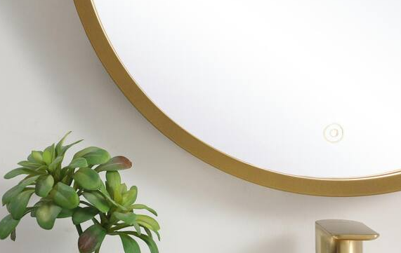 Timeless Home 21" Modern Round Aluminum Framed LED Bathroom Vanity Mirror in Brass