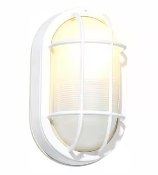 8 in. White Outdoor Bulkhead Wall Light