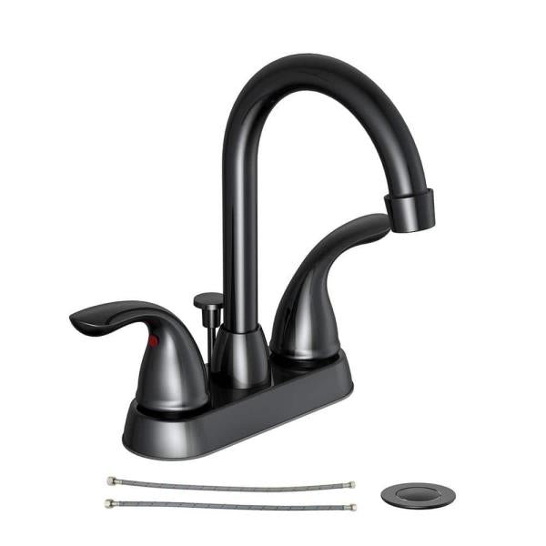 Alima 4 in. Centerset 2-Handle High-Arc Bathroom Faucet in Matte Black