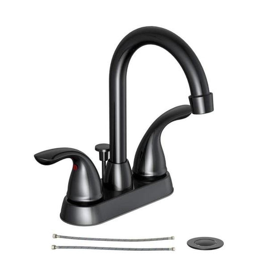 Alima 4 in. Centerset 2-Handle High-Arc Bathroom Faucet in Matte Black