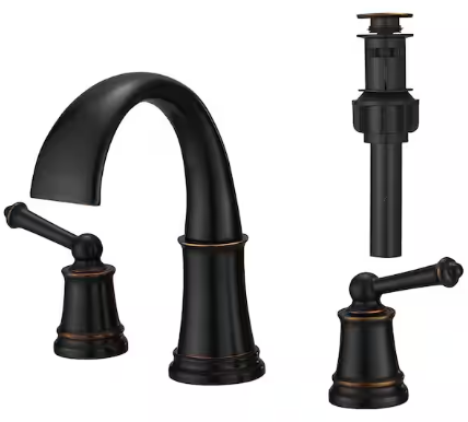 8 in. Widespread 2-Handle Waterfall Bathroom Faucet with Drain Assembly and Supply Line in Oil Rubbed Bronze