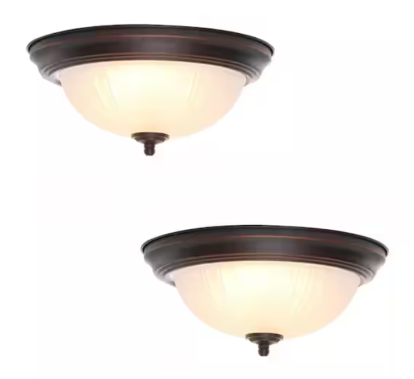 11 in. Oil Rubbed Bronze LED Flush Mount (2-Pack)