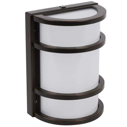 60-Watt Equivalent Integrated LED Bronze Dusk to Dawn Photocell Sensor Half Moon Security Outdoor Wall Pack Light 5000K