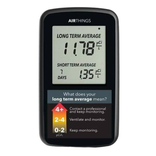Airthings Corentium Battery-Operated Lightweight Digital Home Radon Detector with LCD Display for Continuous and Long-Term Monitoring