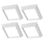Low Profile 5 in. White Square LED Flush Mount with Night Light Feature J-Box Compatible Dimmable 500 Lumens (4-Pack)