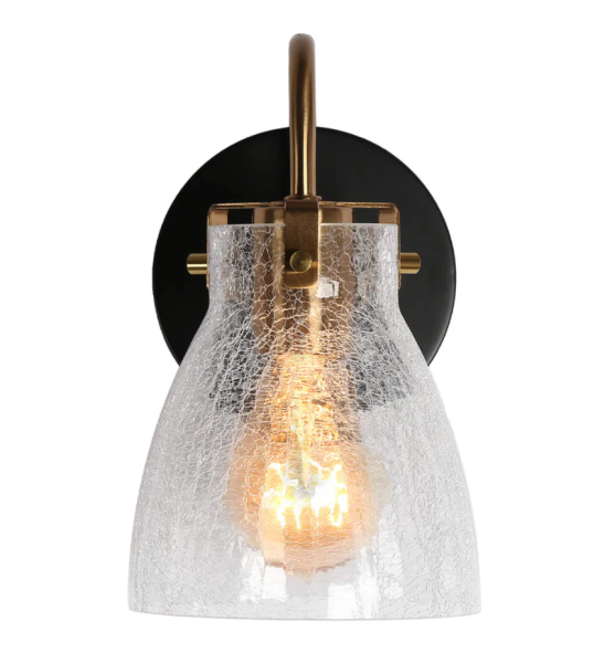 Aidtyr 1-Light Black and Brass Wall Sconce