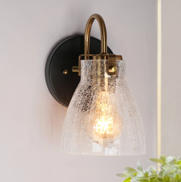 Aidtyr 1-Light Black and Brass Wall Sconce