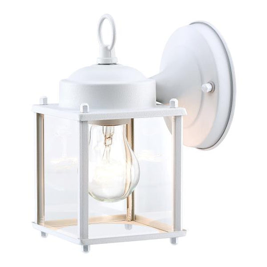 2-Pack 1-Light Outdoor Wall Light with Matte White and Clear Glass Shade