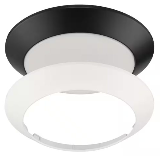 9.5" Twist Lift Round LED Flush Mount with Night Light 1300 Lumen Adjustable CCT
