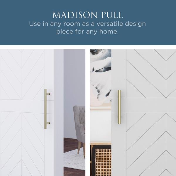 National Hardware N700-102 Interior Sliding Barn Door Hardware Madison Pull, 12-Inches, Easy to Install, Brushed Gold