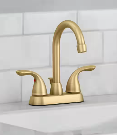 Alima 4 in. Centerset 2-Handle High-Arc Bathroom Faucet in Matte Gold
