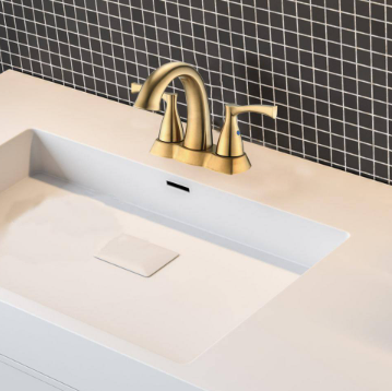 4 in. Centerset 2-Handle Bathroom Faucet with Spot Defense and Drain Assembly in Brushed Gold