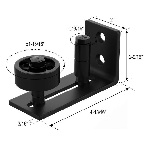 WINSOON Sliding Barn Door Floor Guide Wall Mounted Hardware for Flush Bottom Adjustable Stay Rollers,8 Setup Options,Smooth Wheels Fit Most Closet Pocket Doors, Black