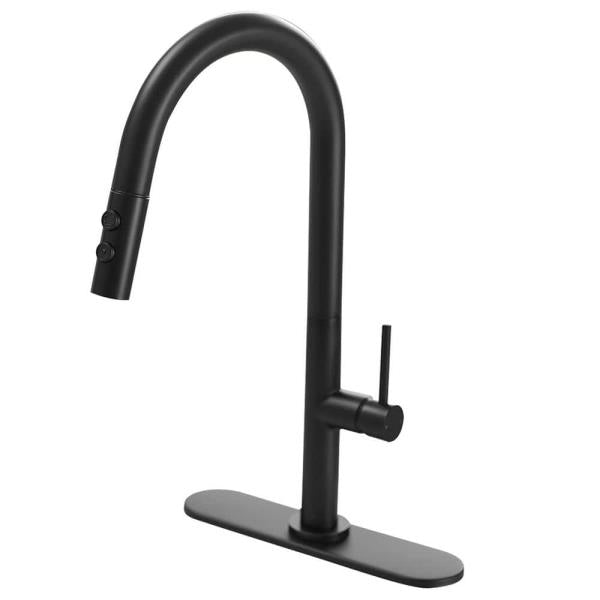 Single Handle Pull Down Sprayer Kitchen Faucet in Matte Black